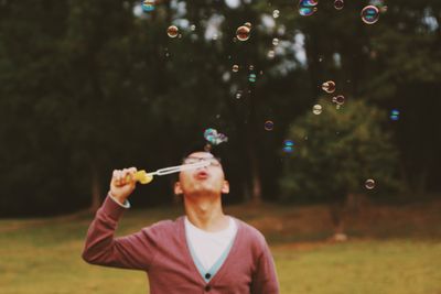 men doing bubbles