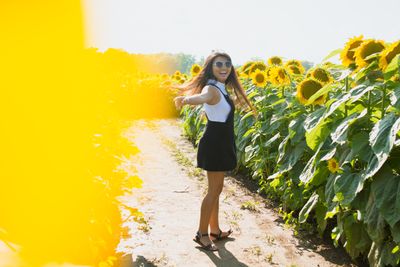 woman path of flowers